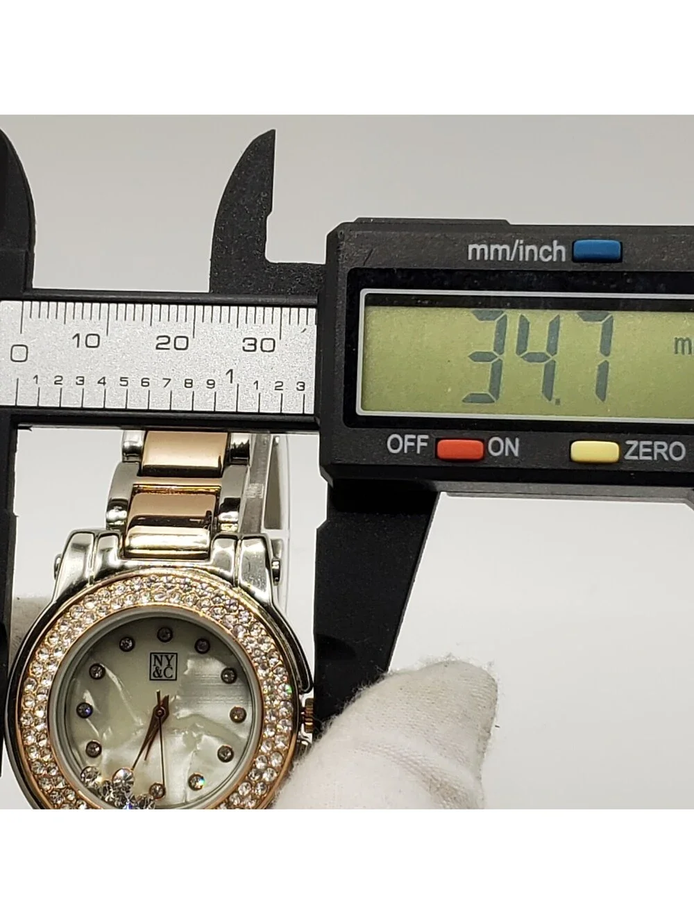 NY&C Rhinestone Womens Watch 34mm Two Tone New Battery
